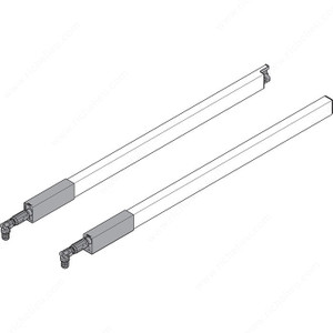 Longside Gallery Rail Left/Right, Finish Light Grey, Nominal Length 587 mm, Length of the Slide System 650 mm, Length 586.5 mm