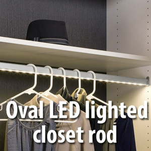 LED LIghted OVAL CLOSET ROD KIT 30mm x 15mm Rod , Choose your color and Length , LED Light on aluminum Color . Will trim shorter free ee LED LIghted OVAL CLOSET ROD KIT 30mm x 15mm Rod , Choose your color and Length , LED Light on aluminum Color . Will trim shorter free ee