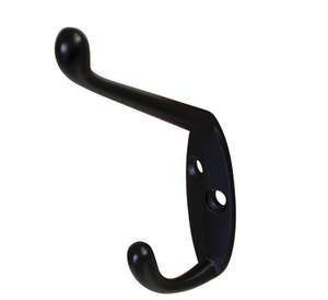 Coat Hook, 18 x 55 x 90 mm (W x D x H). Matt black
