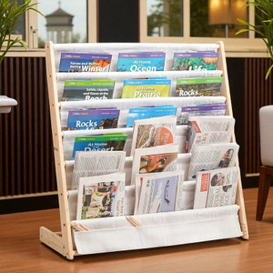 Custom Wooden Book Magazines Storage "Kangaroo" for Home Organization, Featuring Fabric Shelves, Standing Shelf Custom Wooden Book Magazines Storage "Kangaroo" for Home Organization, Featuring Fabric Shelves, Standing Shelf