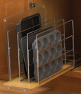 Base Cabinet Tray Dividers, 8-11/16"W x 22-1/4"D x 14"H, Wood Roll Out4 Dividers, Zinc/100 lb.