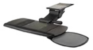 Seated Ultimate Keyboard Tray Systems, Seated Keyboard Tray With Single Swivel Out Mouse Platform, Black Seated Ultimate Keyboard Tray Systems, Seated Keyboard Tray With Single Swivel Out Mouse Platform, Black
