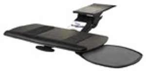 Seated Performance Keyboard Tray Systems, Seated Keyboard Tray With Palm Rest and Single Swivel Out Mouse Under Mouse Platform, Black Seated Performance Keyboard Tray Systems, Seated Keyboard Tray With Palm Rest and Single Swivel Out Mouse Under Mouse Platform, Black