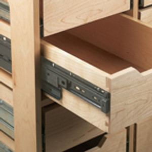 Side Mount 150 lb. Ball Bearing Sildes, 24", Left Hand Cabinet Member, Anochrome