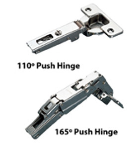 165D Push to Open "Self-Opening" Hinges, Full Overlay 165D, Press-In Dowel 165D Push to Open "Self-Opening" Hinges, Full Overlay 165D, Press-In Dowel