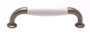 PULL, 96MM, TIN W/WHITE CERAMIC PULL, 96MM, TIN W/WHITE CERAMIC