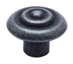 KNOB W/RINGS, 1-1/4", WEATHERED IRON KNOB W/RINGS, 1-1/4", WEATHERED IRON