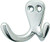 Coat Hook Double, aluminum, polished, 50mm x 25mm x 40mm