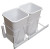 Door mount slide-out waste bin - Double, White 27Qt 11-5/16"W X 19"H X 23"D