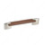 Contemporary Metal and Leather Pull - 745, Center to Center 128 mm, Finish Brown Leather / Brushed Nickel