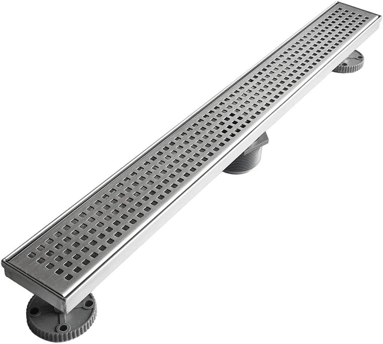 34-36" Linear Shower Drain, Classic Style Grate, Brushed 304 Stainless Steel