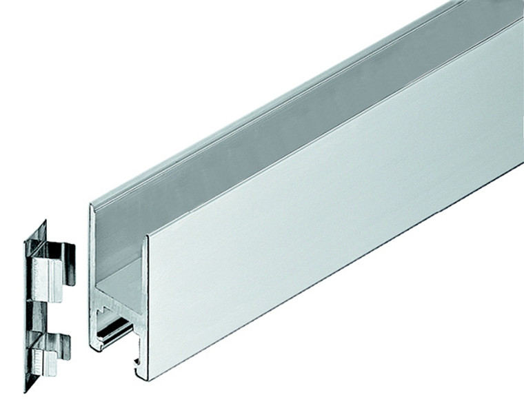 Top Door Rail, for 10-12.7mm thick glass, matte stainless steel cover, 1000 x 66mm