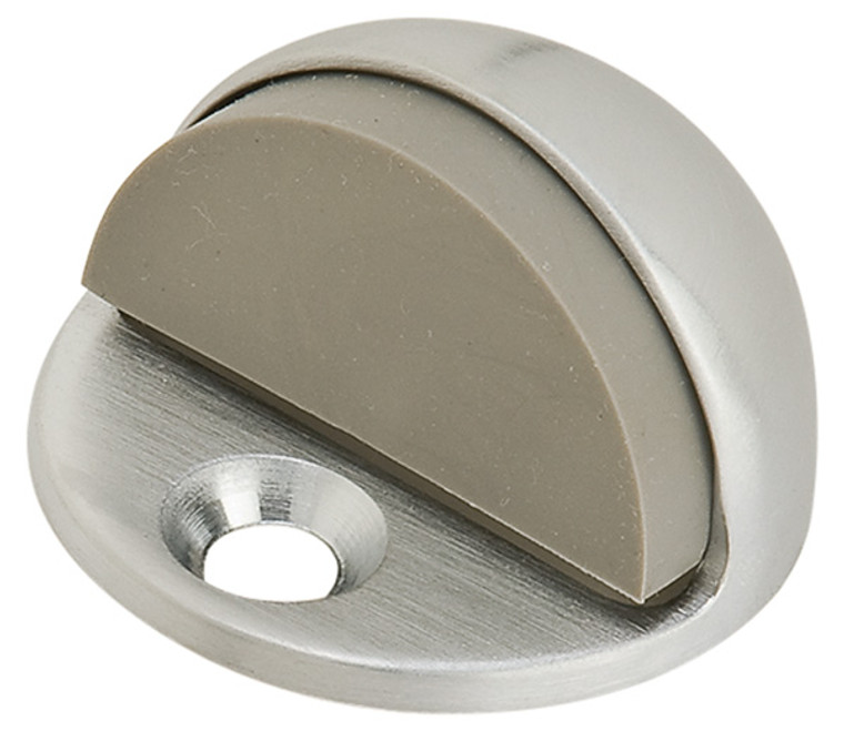 Dome Floor Stop, model SF101, brass, polished, with durable vinyl bumper