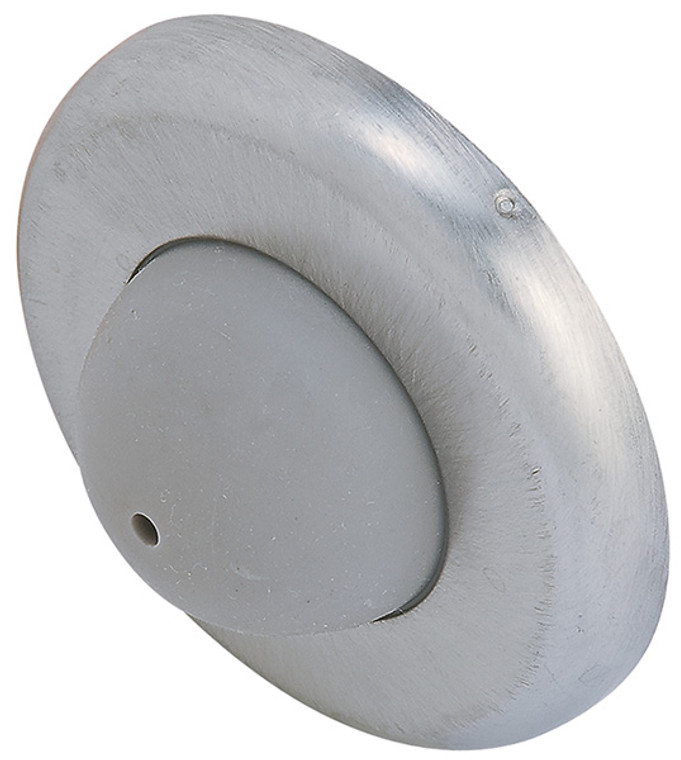 Wall Stop, model SW111, stainless steel, satin, with convex durable vinyl bumper