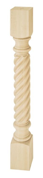 Wood Post, roped, cherry, 34 1/2" length