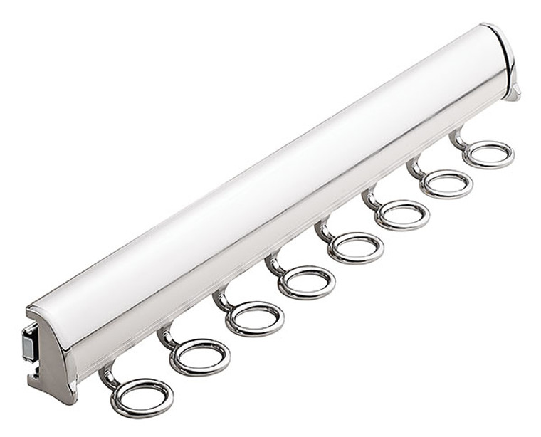 Synergy Elite Scarf Rack with full extension slide, aluminum with zinc hooks, chrome-plated plished, zinc, 17 7/8" length