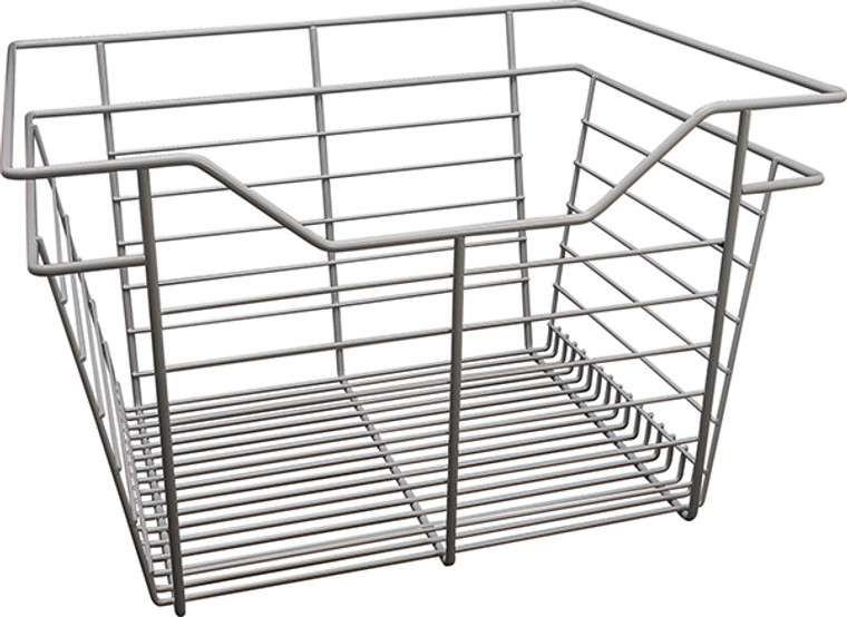 Closet Basket, steel, white, 16" depth x 17" width x 11" height, with white 16" slides