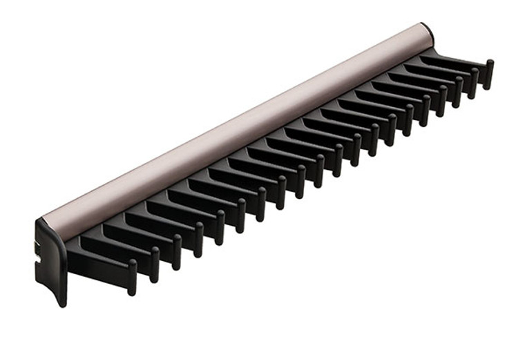 Synergy Tie Rack with Slide, aluminum, nickel-plated matt, plastic, black, 14 1/8" length