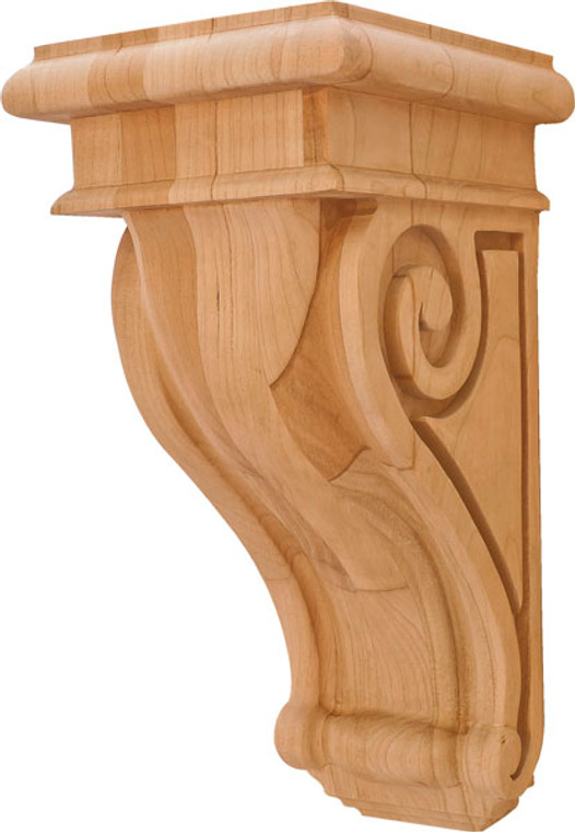 Corbel, scroll, cherry, 5 x 9 x 4.25"
