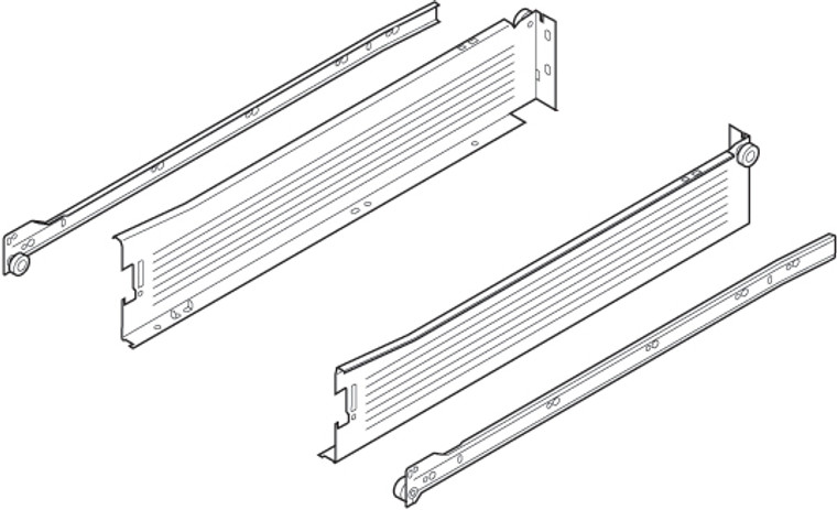 Metabox 320Mc15 3/4" Extension Runners, 3.5" Side, For 20" Drawer, White Set