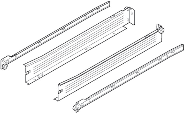 Metabox 320Nc153/4" Extension Runners, 2" Side, For 16" Drawer, White Set