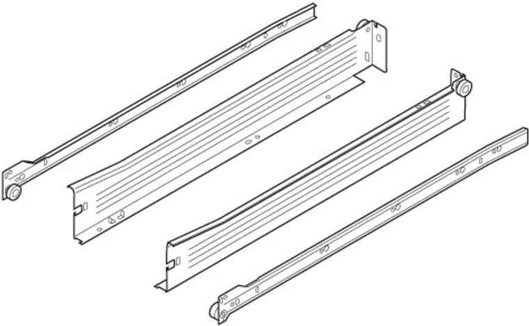 Metabox 320Nc153/4" Extension Runners, 2" Side, For 18" Drawer, White Set