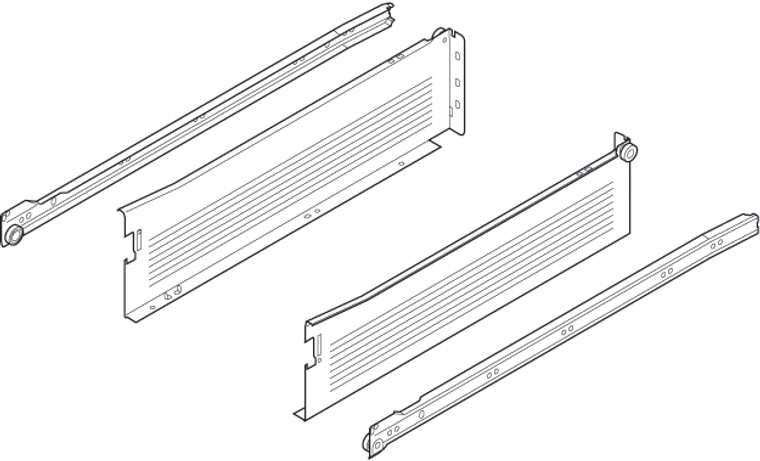Metabox 320Kc15 3/4" Extension Runners, 4-5/8" Side, For 14" Drawer, White Set
