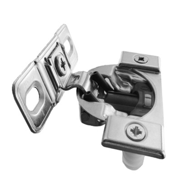 Compact Blumotion 38B (Round Cup) Hinge & Plate, For 1-3/8" Or Greater Overlay, Face Mount, Screw-On