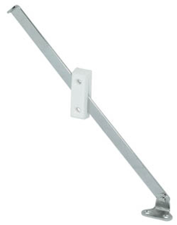 Flap Stay, steel, nickel plated, plastic, white, 150mm