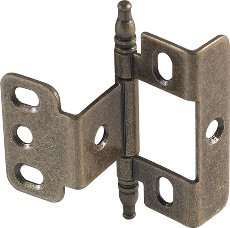 Full Wrap Non-Mortise Decorative Butt Hinge, for inset doors, steel, with minaret finial, black finish