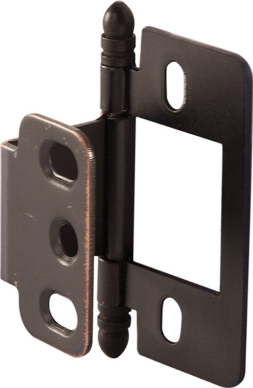 Partial Wrap Non-Mortise Decorative Butt Hinge, with ball finial, for inset doors, steel, copper bronze finish