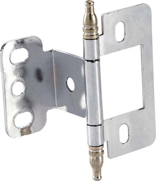 Partial Wrap Non-Mortise Decorative Butt Hinge, for inset doors, steel, with minaret finial, chrome plated finish