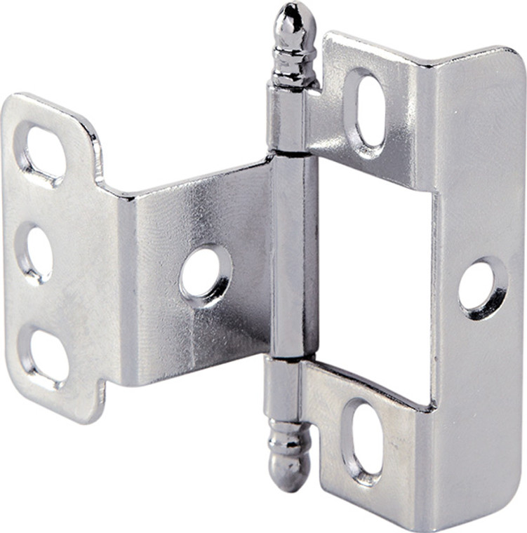 Full Wrap Non-Mortise Decorative Butt Hinge, with ball finial, for inset doors, steel,chrome plated finish