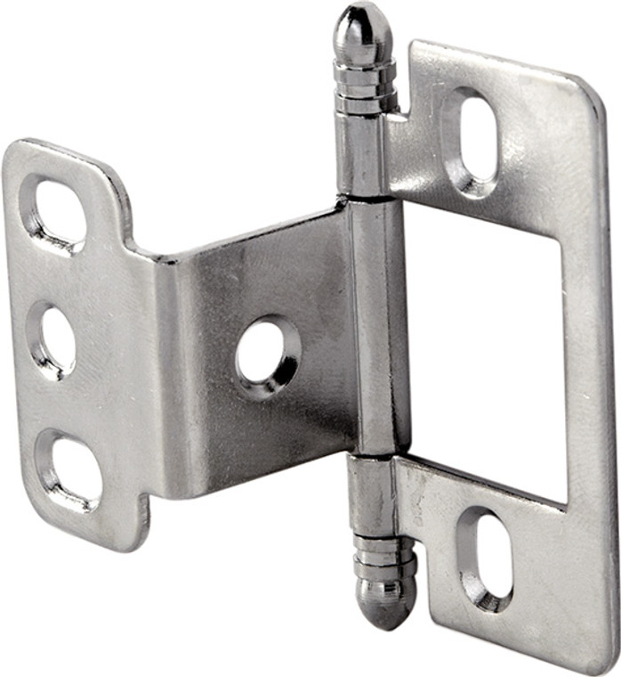 Partial Wrap Non-Mortise Decorative Butt Hinge, with ball finial, for inset doors, steel, chrome plated finish
