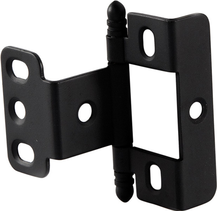 Full Wrap Non-Mortise Decorative Butt Hinge, with ball finial, for inset doors, steel, black finish