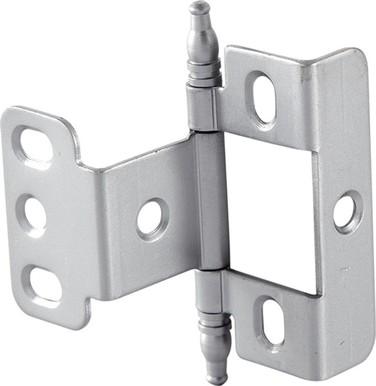 Full Wrap Non-Mortise Decorative Butt Hinge, for inset doors, steel, with minaret finial, satin chrome finish