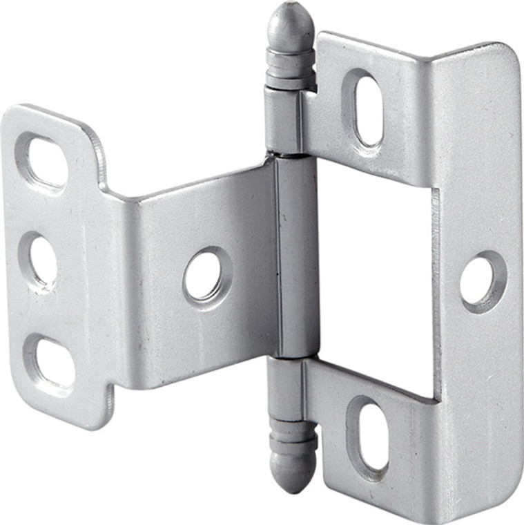 Full Wrap Non-Mortise Decorative Butt Hinge, with ball finial, for inset doors, steel, satin chrome finish