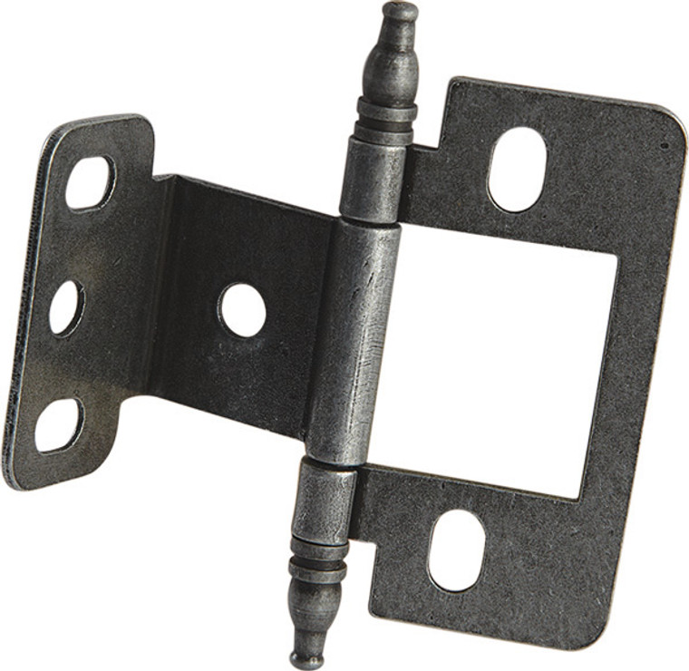 Partial Wrap Non-Mortise Decorative Butt Hinge, for inset doors, steel, with minaret finial, pewter finish