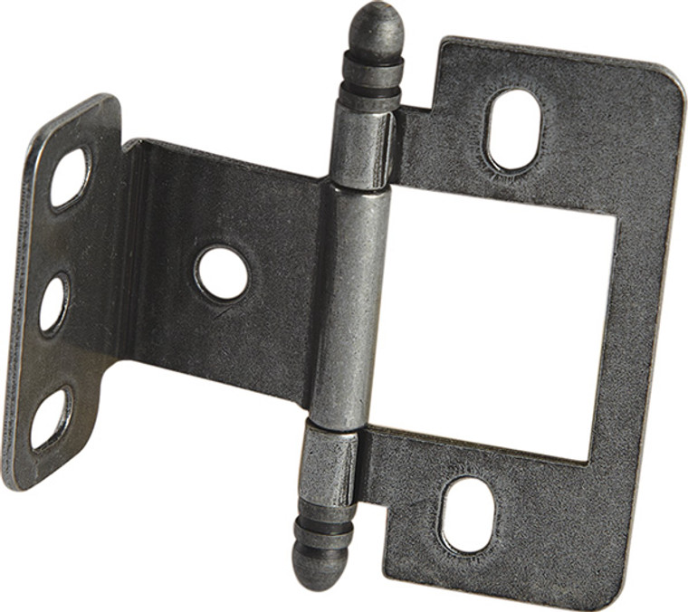 Partial Wrap Non-Mortise Decorative Butt Hinge, with ball finial, for inset doors, steel, pewter finish