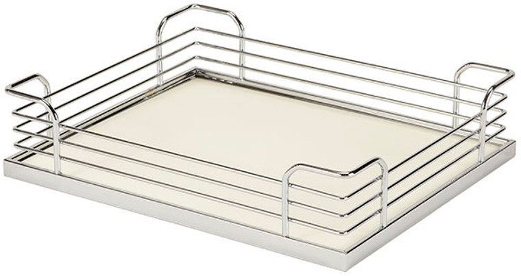 Tray Set, Arena, steel, chrome / white, 14 7/8" x 12" x 3 1/2" (1 set = 4 trays)