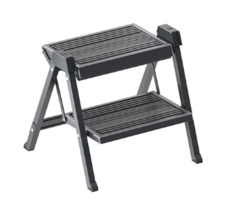 Folding Step Stool, silver, 465mm. Toe Kick Bracket included