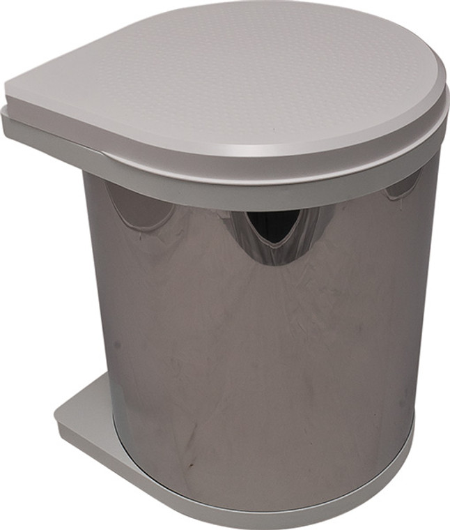 Trash Can, stainless steel, white lid, 15liters