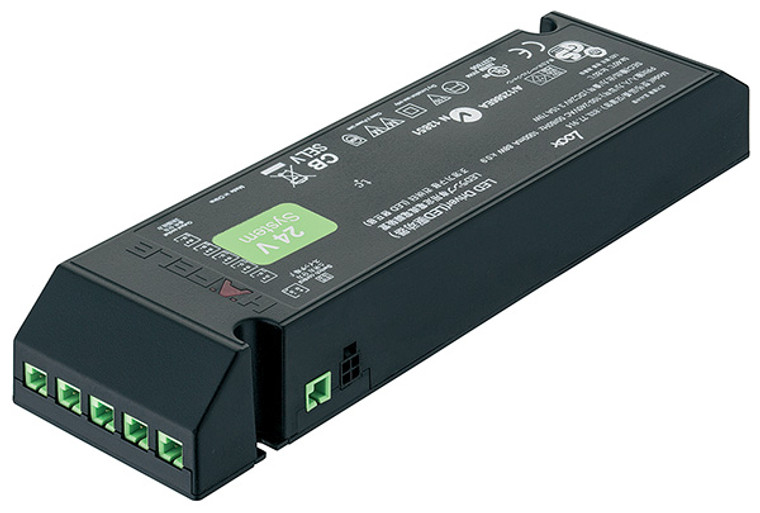 LOOX LED 24V Driver, 0-75 watts, 6 green ports, plastic, black, 208 x 56.5 x 30mm similar to 833.77.914