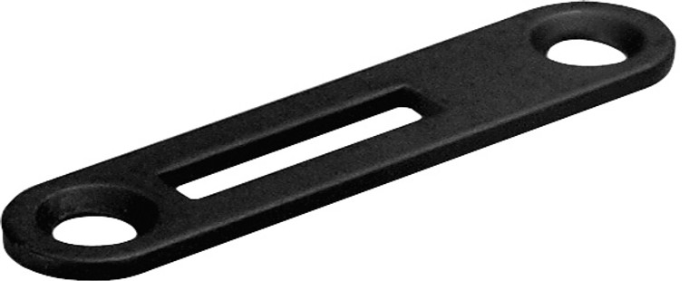 Strike Plate, off-set slot, steel, black, 49mm x 11mm