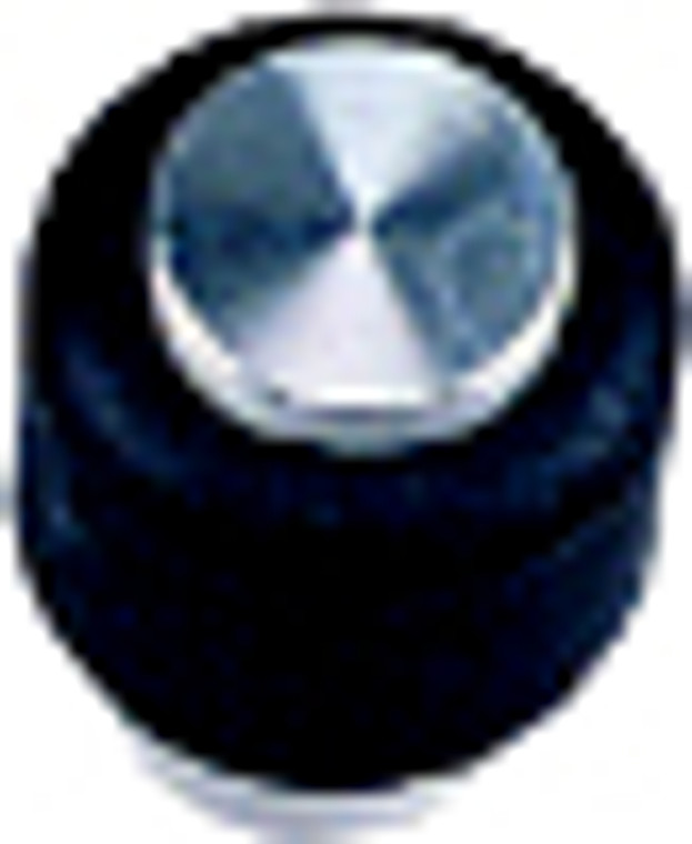 FS Series, Black Synthetic Rubber/Aluminum Knobs, 16mm Dia., Black on Silver Finish, 5/8"