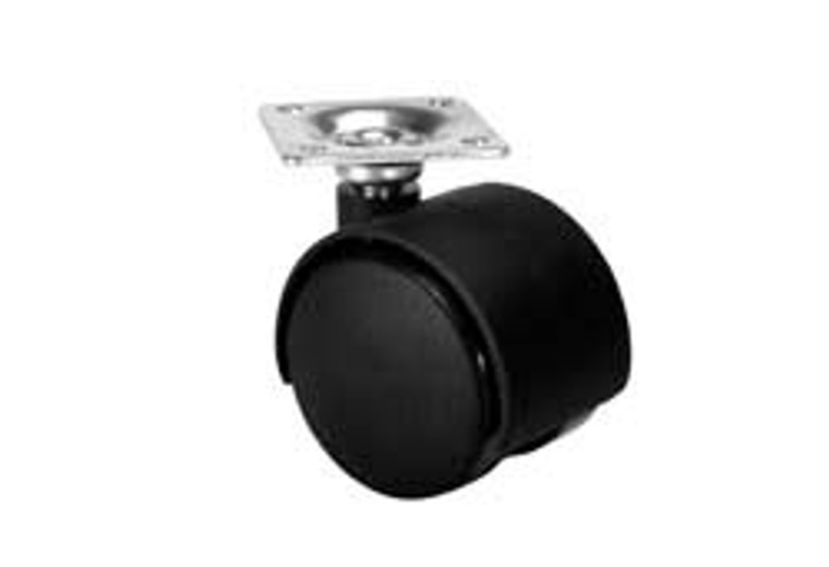 Caster, no brake, plate mount, plastic, black, 40mm