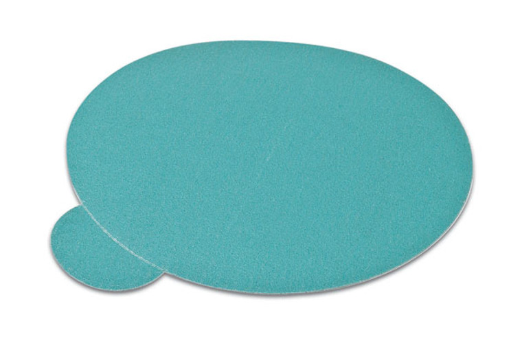 PSA disc, 6", no holes, aluminum oxide, 150 grit, filmbac with tabs, 100 per package