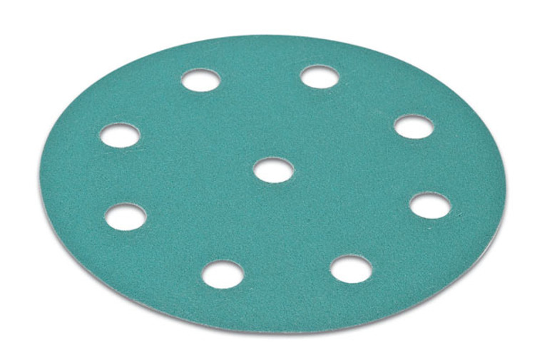 H&L disc, 5", 9 holes, aluminum oxide, 120 grit, filmbac, 100 per package