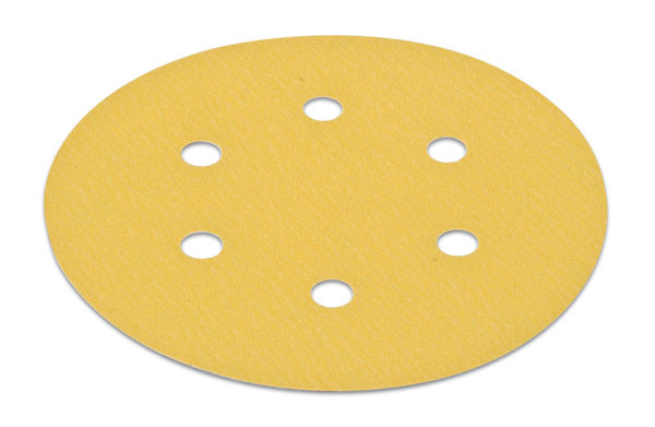 H&L disc, 6", 6 holes, aluminum oxide, gold, 180 grit, paper, 100 per package