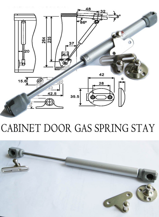 Set of 2 Cabinet Door Lift up Hydraulic Gas Spring Support, lift stay 100 Newton power 3000/SP-006/4z